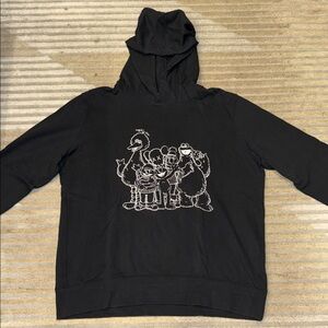 KAWS x Sesame Street x Uniqlo Black Hoodie with Cartoon Characters